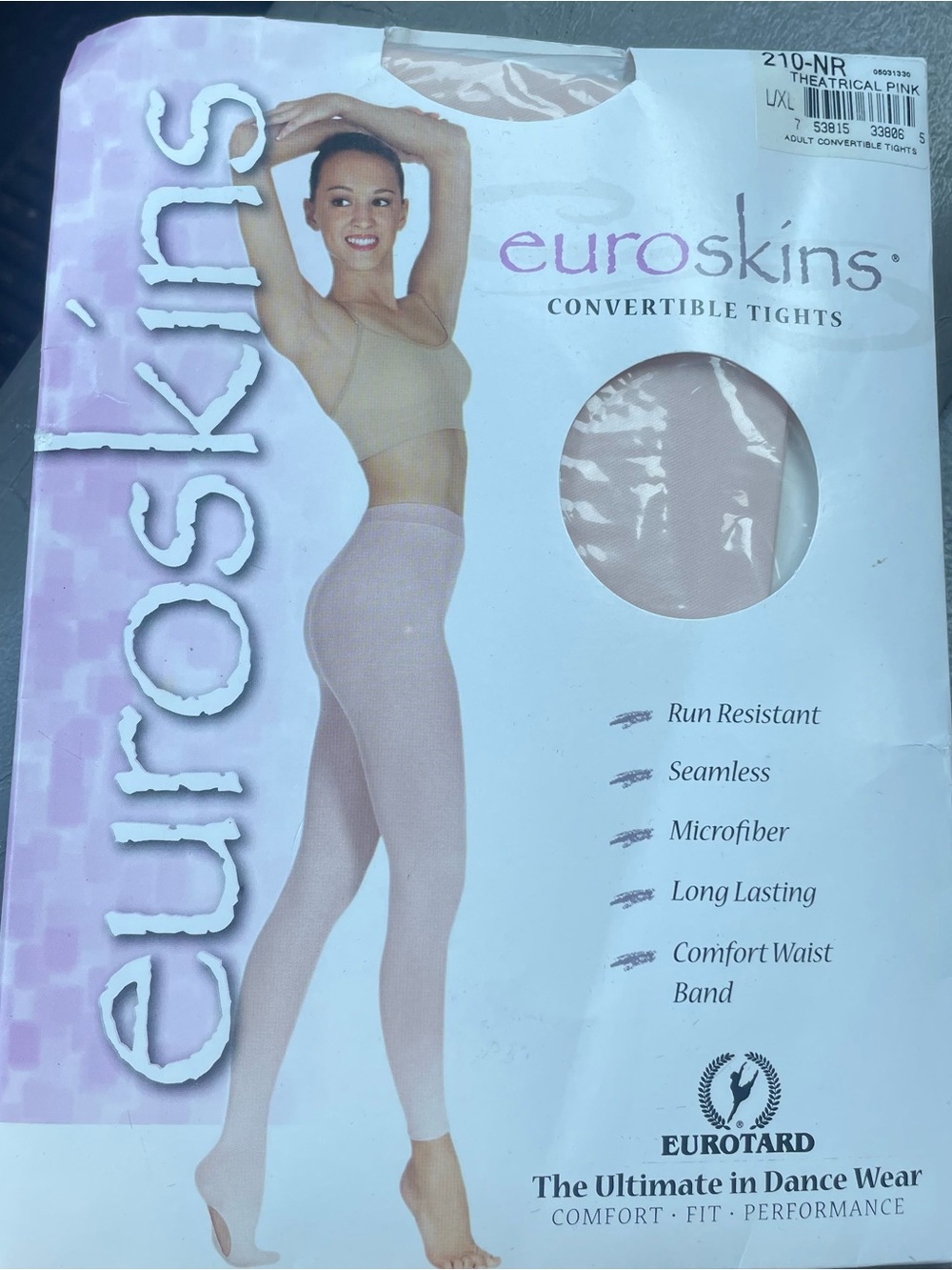 Euroskins Convertible Tights Theatrical Pink womens size large/xl dance ballet